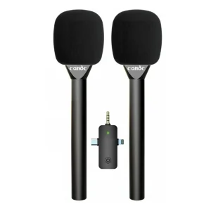 זוג מיקרופונים אלחוטיים לראיונות עם סאונד מקצועי | Candc