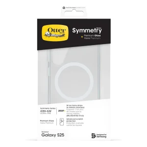 כיסוי שקוף לסמסונג Galaxy S25 עם מגנטים למטען Qi2 ומגן מסך עמיד במיוחד | Otterbox Symmetry