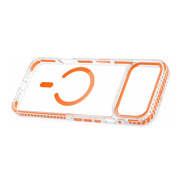 כיסוי שקוף עם מסגרת כתומה תומך Magsafe לאייפון 15 פרו בעיצוב ייחודי עם הגנה חכמה למכשיר | Nanox Bold Magsafe⁩⁩⁩