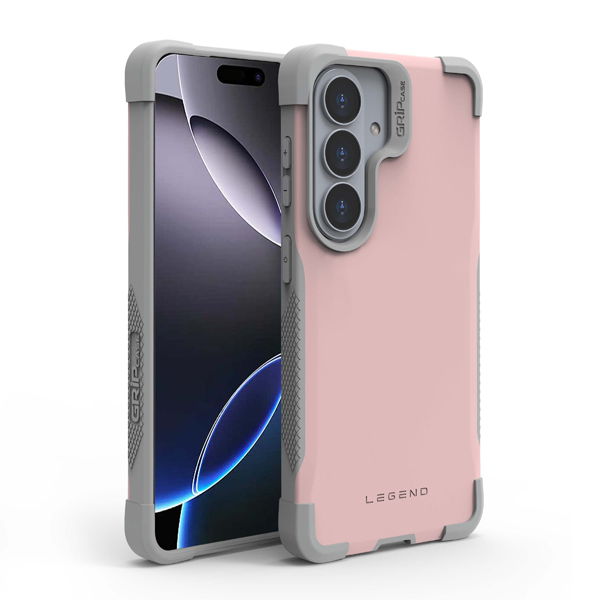 כיסוי מגן קשיח לגלקסי S26 פלוס ורוד עם פינות בולמות זעזועים והגנה מלאה למצלמה | Gripcase Legend
