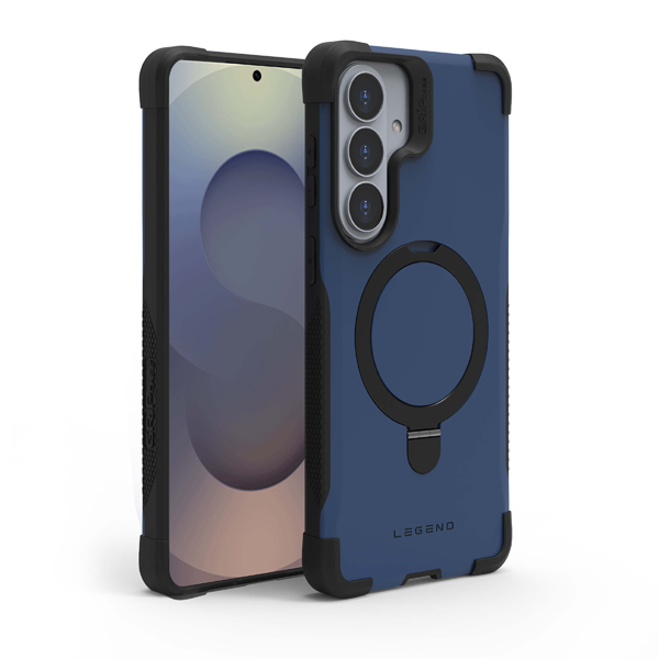 כיסוי מגן קשיח לגלקסי S26 פלוס תומך טעינה מגנטית כחול עם פינות בולמות זעזועים והגנה מלאה למצלמה | Gripcase Legend