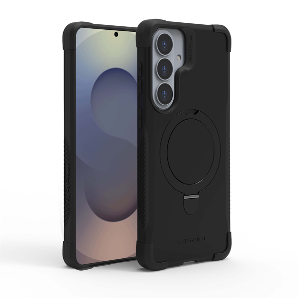 כיסוי מגן קשיח לגלקסי S26 פלוס תומך טעינה מגנטית שחור עם פינות בולמות זעזועים והגנה מלאה למצלמה | Gripcase Legend