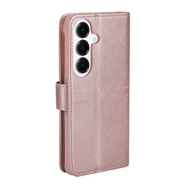 כיסוי ספר דמוי עור לגלקסי S26 ורוד זהב עם סגירה מגנטית ומקום ל 6 כרטיסים | Grip Case Tasca