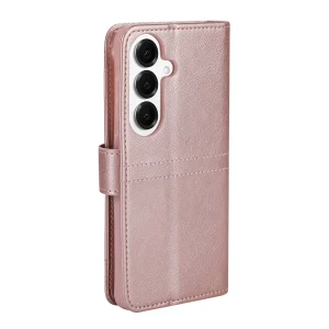 כיסוי ספר דמוי עור לגלקסי S26 פלוס ורוד זהב עם סגירה מגנטית ומקום ל 6 כרטיסים | Grip Case Tasca