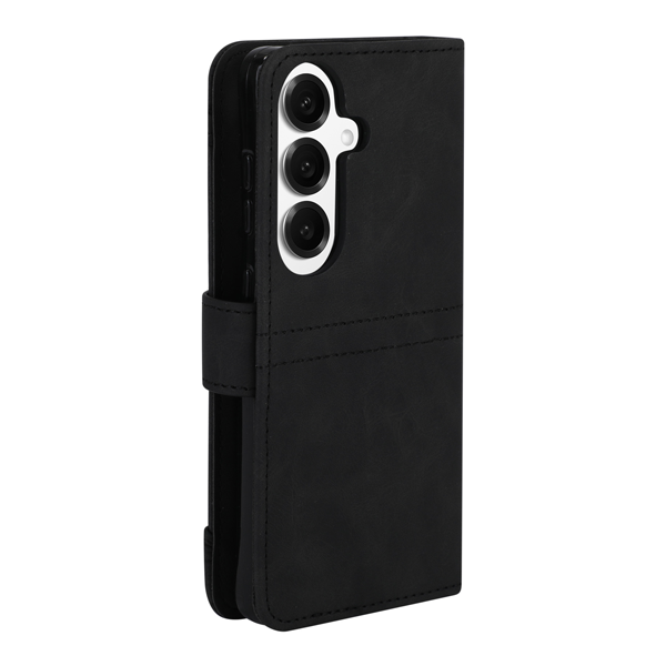 כיסוי ספר דמוי עור לגלקסי S26 פלוס שחור עם סגירה מגנטית ומקום ל 6 כרטיסים | Grip Case Tasca