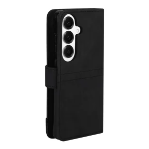 כיסוי ספר דמוי עור לגלקסי S26 שחור עם סגירה מגנטית ומקום ל 6 כרטיסים | Grip Case Tasca