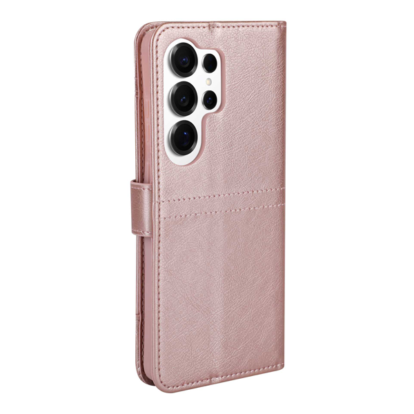 כיסוי ספר לגלקסי S26 אולטרה ורוד זהב דמוי עור עם סגירה מגנטית ומקום ל 6 כרטיסים | Grip Case Tasca