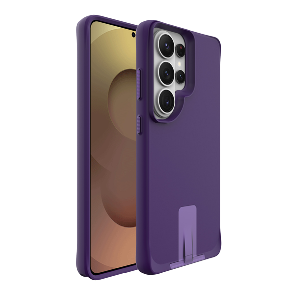 כיסוי פלסטיק לגלקסי S26 אולטרה סגול עם רגלית מתכת וטעינה אלחוטית מובנית | Grip Case Matrix