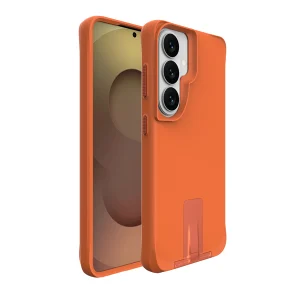 כיסוי פלסטיק לגלקסי S26 כתום עם רגלית מתכת וטעינה אלחוטית מובנית | Grip Case Matrix