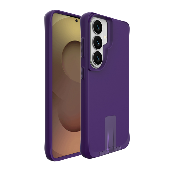 כיסוי פלסטיק לגלקסי S26 סגול עם רגלית מתכת וטעינה אלחוטית מובנית | Grip Case Matrix