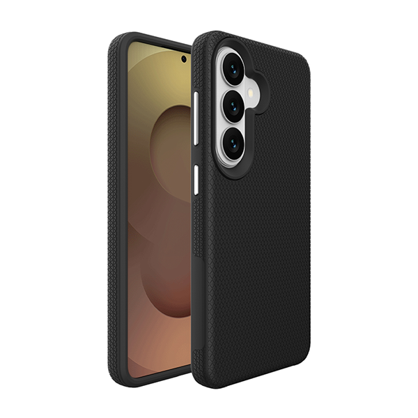 כיסוי קשיח שחור לסמסונג Galaxy S26 פלוס דו־שכבתי עם מרקם מחוספס להגנה מוגברת | Grip Case Flex