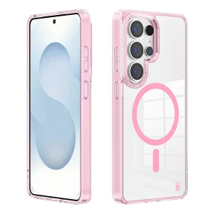 מגן קשיח לגלקסי S26 אולטרה ורוד עם טעינה אלחוטית עמיד לנפילות | Grip Case Crystal