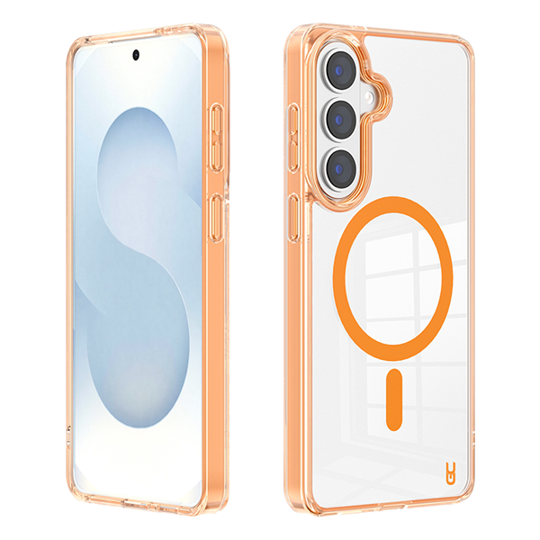 מגן קשיח לגלקסי S26 כתום עם טעינה אלחוטית עמיד לנפילות | Grip Case Crystal