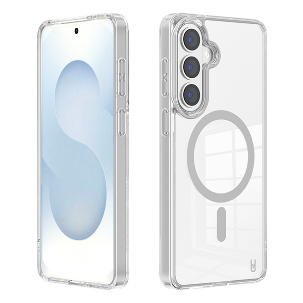 מגן קשיח לגלקסי S26 פלוס אפור עם טעינה אלחוטית עמיד לנפילות | Grip Case Crystal