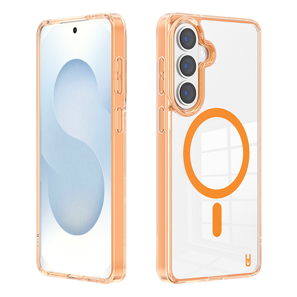 מגן קשיח לגלקסי S26 פלוס כתום עם טעינה אלחוטית עמיד לנפילות | Grip Case Crystal