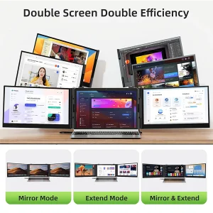 מסך נייד כפול 1030 Full Hd ללפטופ דק במיוחד עם חיבור Usb C ורמקול מובנה | Uperfect S8 Ultra 3