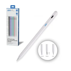 עט סטיילוס לבן בדיוק גבוה, מגע רב ניקוד וטעינה מהירה, מתאים לכל המכשירים | Anvil Stylus 2nd Generation