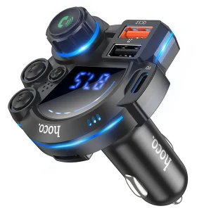 משדר Fm בלוטות' ומטען מהיר לרכב עם חיבור Type C בהספק Pd 20w לטעינה מהירה | Hoco. Dfm01