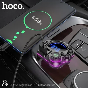 משדר Fm בלוטות' ומטען מהיר לרכב עם חיבור Type C בהספק Pd 20w לטעינה מהירה | Hoco. Dfm01 5