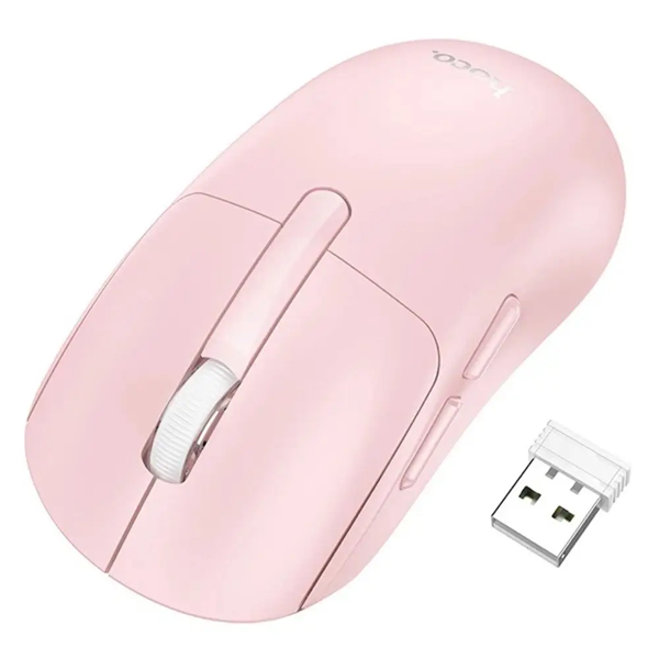 עכבר אלחוטי ורוד עם חיבור כפול Bluetooth + Usb, קל משקל ושקט במיוחד | Hoco Di88