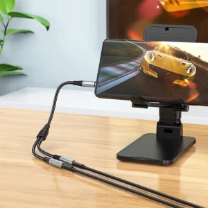 כבל מתאם אודיו 3.5 מ״מ באורך 25 ס״מ זכר ל 2 יציאות 3.5 מ״מ נקבה | Hoco Upa21 1