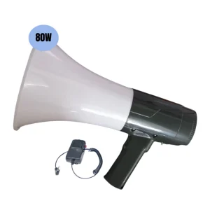 מגפון Bluetooth עוצמתי נטען בהספק 80w צבע לבן שחור | כולל סירנה, פלאש ותמיכה בחיבור Usb