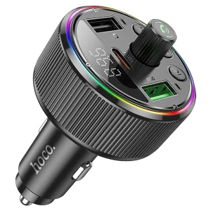 מטען לרכב עם משדר Fm אלחוטי, טעינה מהירה Pd30w + Qc3.0 ותאורת Rgb מרהיבה | Hoco E82 Guerrero