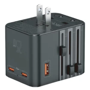 מטען קיר אוניברסלי 68w שחור קומפקטי לטעינה מהירה ועוצמתית עם מתאמי חשמל ליותר מ 150 מדינות | Cellero Jy312