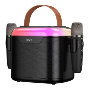רמקול בלוטות׳ נייד עם תאורת Rgb ושני מיקרופונים לקריוקי | Hoco. Ds69