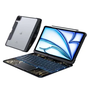כיסוי מקלדת מסתובב 360° ל Ipad Pro 11 2025 עם תאורת מקשים Rgb ומשטח מגע | Energy Instinct Ek160