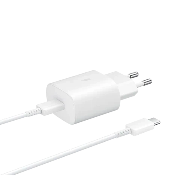מטען סמסונג מקורי לבן עם כבל Usb C באורך 1 מטר 45w לטעינה מהירה עוצמתית ובטוחה | Samsung Ultra Fast Charger