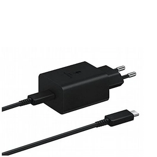 מטען סמסונג מקורי שחור עם כבל Usb C באורך 1 מטר 45w לטעינה מהירה עוצמתית ובטוחה | Samsung Ultra Fast Charger