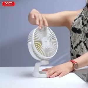 מאוורר שולחני נייד לבן 4 אינץ' עם סוללה נטענת 1200mah ומחזיק טלפון מובנה | Xo Xo Mf78 4