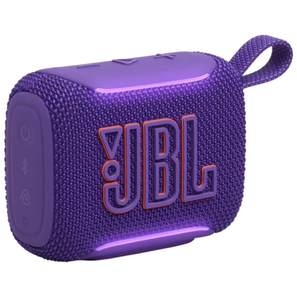 רמקול אלחוטי קומפקטי סגול Jbl Go 5 | צליל עוצמתי, תאורה סביבתית ועמידות למים