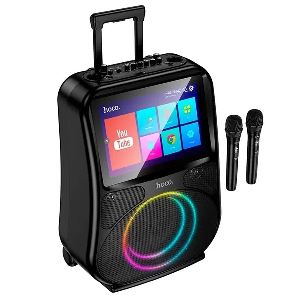 רמקול קריוקי Hoco Ds71 | עם מסך מגע 14.1, Android 12, שני מיקרופונים אלחוטיים בהספק 60w 3