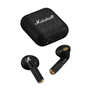 אוזניות True Wireless אלחוטיות שחורות עם 30+ שעות סוללה, טעינה אלחוטית וסאונד עוצמתי | Marshall Minor Iv 8