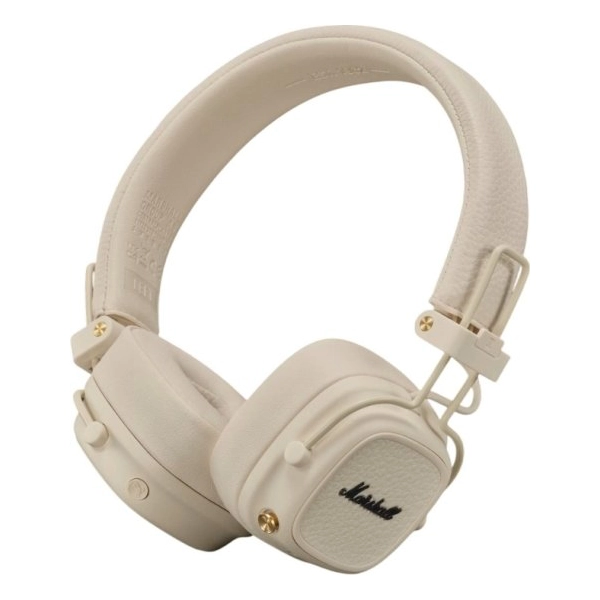 אוזניות אלחוטיות Marshall Major 5 קרם | 100+ שעות נגינה ועיצוב מתקפל