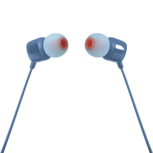 אוזניות חוטיות תוך אוזן כחולות עם Jbl Pure Bass, כבל שטוח ומיקרופון מובנה | Jbl Tune 110