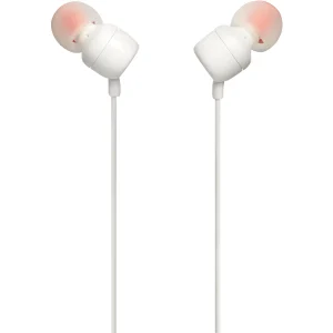 אוזניות חוטיות תוך אוזן לבנות עם Jbl Pure Bass, כבל שטוח ומיקרופון מובנה | Jbl Tune 110