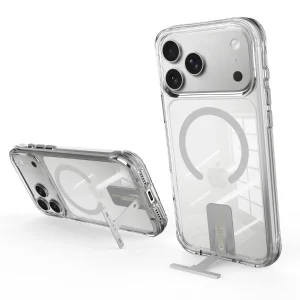 כיסוי מעמד לאייפון 18 פרו שקוף תומך Magsafe עם רגלית מובנית | Grip Case Matrix