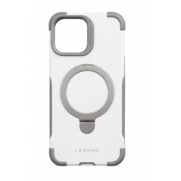 כיסוי סטנד לאייפון 13 : 14 : 15 : 16e תומך Magsafe לבן | Grip Case Legend Pro