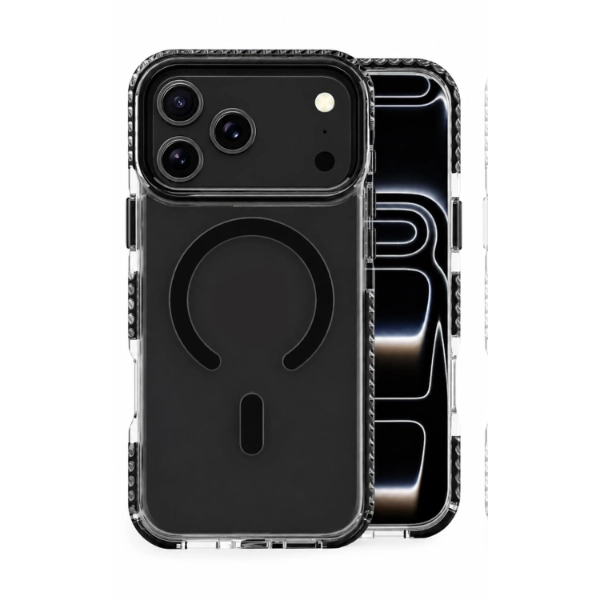 כיסוי שקוף שחור עבה לאייפון 18 פרו תומך Magsafe להגנה מקסימלית | Nanox