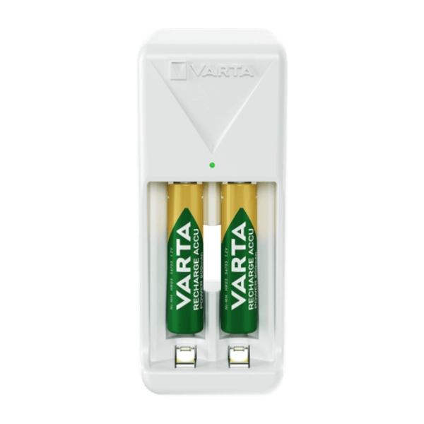מטען סוללות נטענות עם 2 סוללות Aaa בעוצמת 800mah לטעינה מהירה ובטוחה | Varta Mini Charger