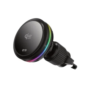 תושבת טעינה אלחוטית לרכב Qi2.2 25w | חיבור מגנטי, קירור אקטיבי, Rgb והתקנה לדשבורד או למזגן 1