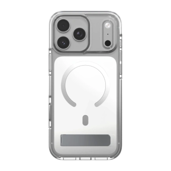 כיסוי לאייפון 18 פרו כסוף תומך Magsafe לשימוש יומיומי | Zagg Santa Cruz Snap Kickstand 1