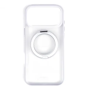 כיסוי שקוף עשן לאייפון 18 פרו תומך Magsafe עם טבעת סטנד מסתובבת 360°, בלימת זעזועים וטעינה אלחוטית | Puregear Dualtek360 א