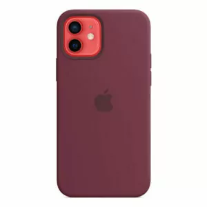 כיסוי מקורי לאייפון 12 בורדו שזיף תומך MagSafe