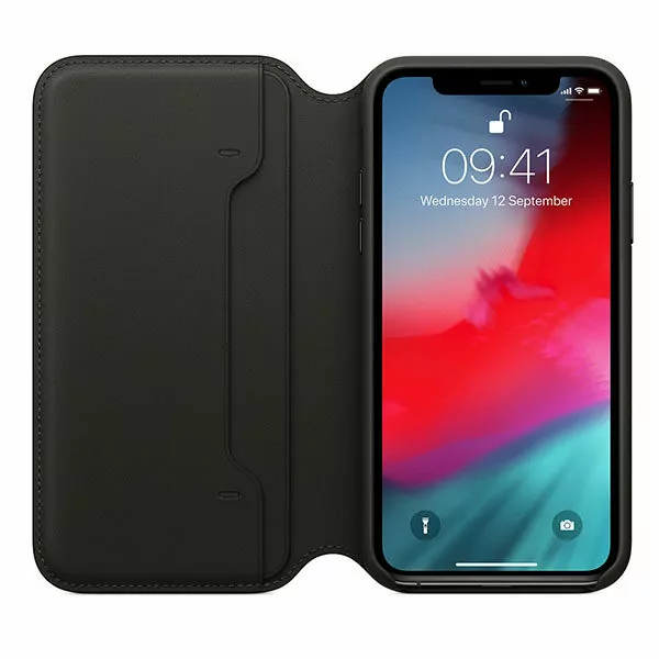 כיסוי ספר מקורי לאייפון XS עור שחור Leather Folio Case