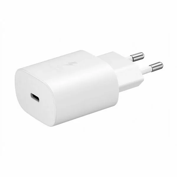 ראש מטען סמסונג מקורי בהספק 25 וואט עם יציאת USB-C לבן