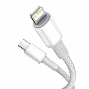 כבל לאייפון USB-C באורך מטר 20 וואט שזור ועמיד כסוף Baseus